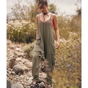 FP Movement Hot Shot Onesie Khaki Green Small Boho Slouchy Oversized Casual